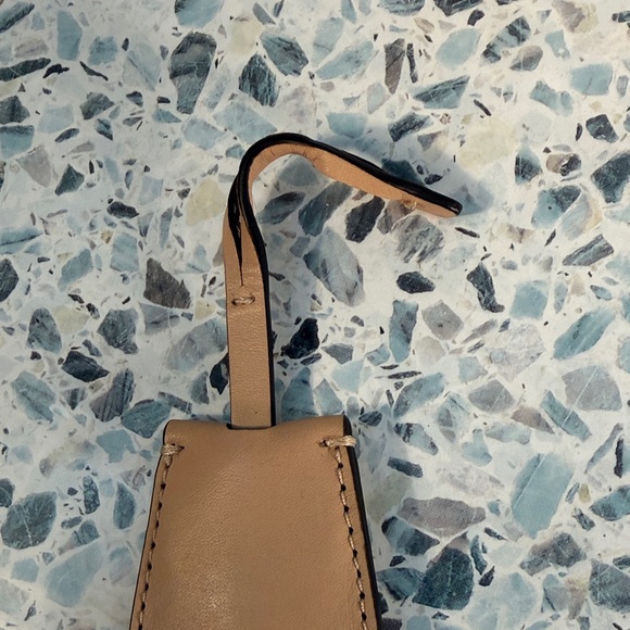 Coach Beige Leather Key Ring Tag - Picture 3 of 4